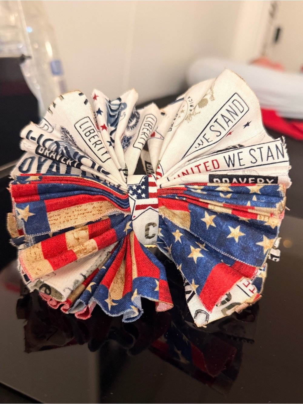 Patriotic shredded bow on clip